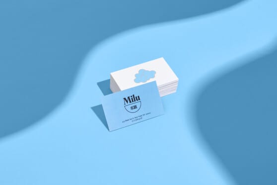 sky blue milu business card graphics